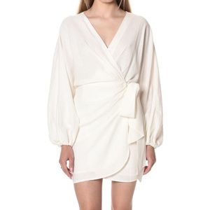 WAYF Linen Blend Wrap Dress